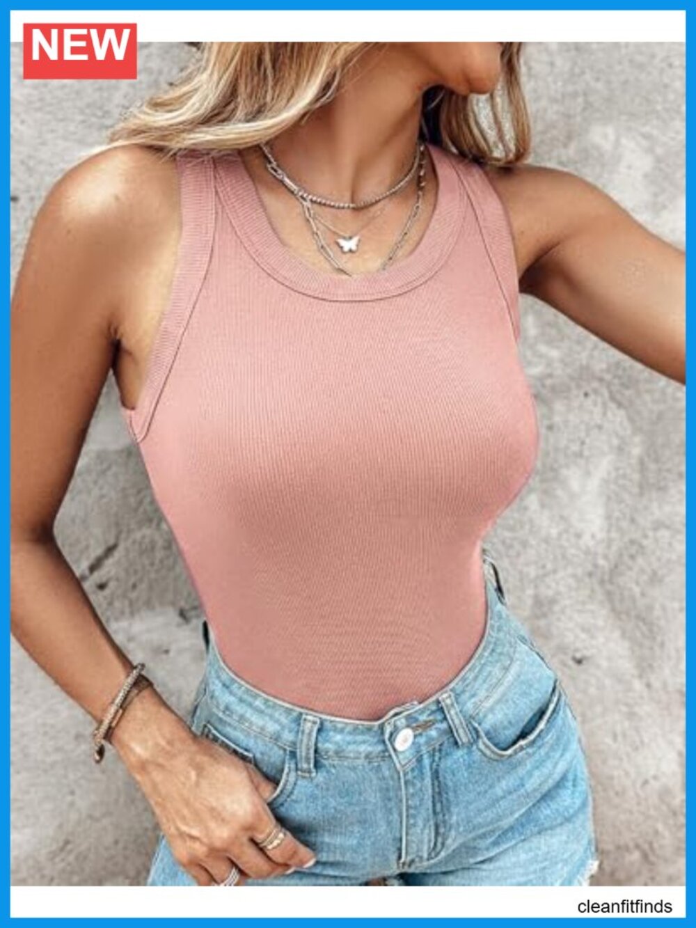 Women's Built-in Bra Tank Top Sleeveless Racerback Ribbed Fitted Casual Shirt - Picture 3 of 6